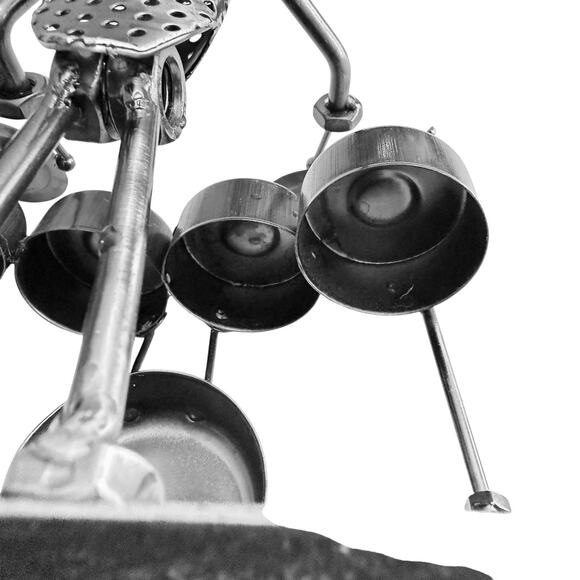 Steam Punk Drummer Musician Metal Figurine Unique Gift Drum Cymbal Bass 7" - Picture 7 of 11